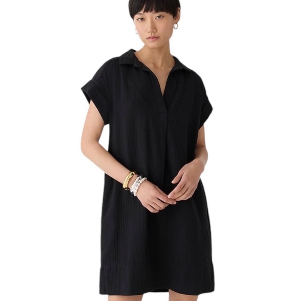 J. Crew Black Short-Sleeve Polo Shift Dress